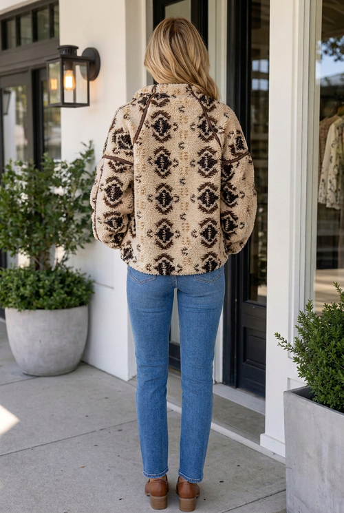 Avalon Print Geometric Fleece Pullover